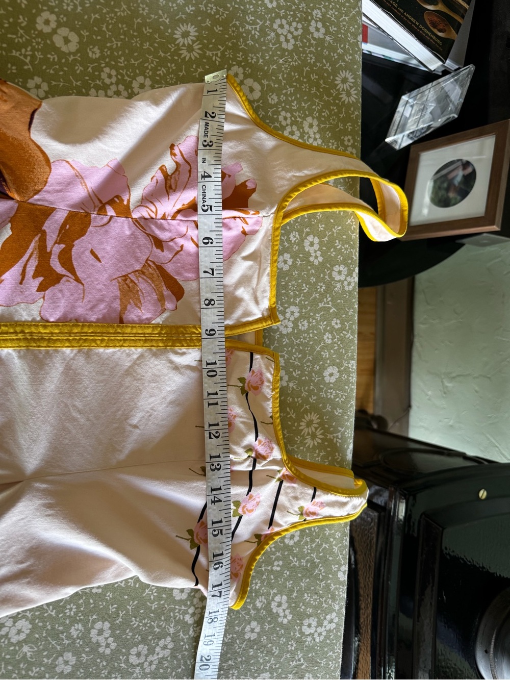 Floral Lemon Print Square-Neck Midi Dress in Cream and Pink - Picture 7 of 10